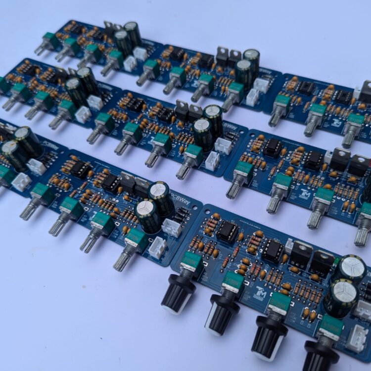 NE5532 Dual-IC Audio Pre-Amplifier Board with Low, Mid, High, and Volume Controls